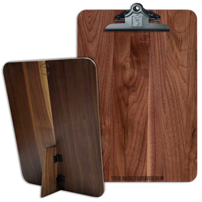 Letter Size Solid Walnut Standing Clipboard Handcrafted in the USA