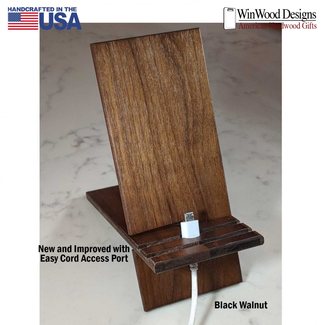 Solid Walnut Phone & Tablet Charging Stand by WinwoodDesigns.com