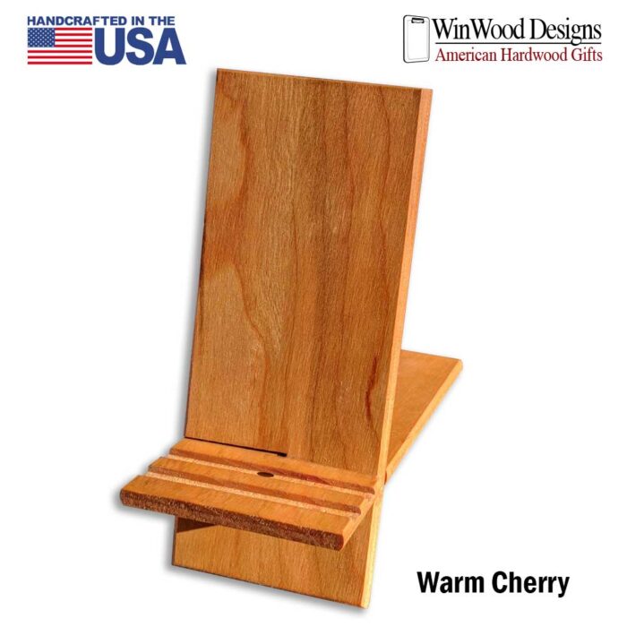 Solid American Cherry Hardwood Cell Phone Charging Stand - WinwoodDesigns.com