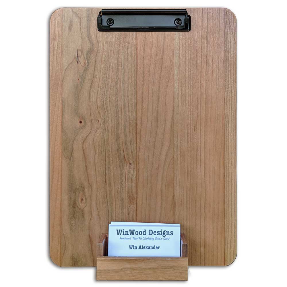 Ambrosia Maple Standing Clipboard with Attached Business Card Holder - WinwoodDesigns.com