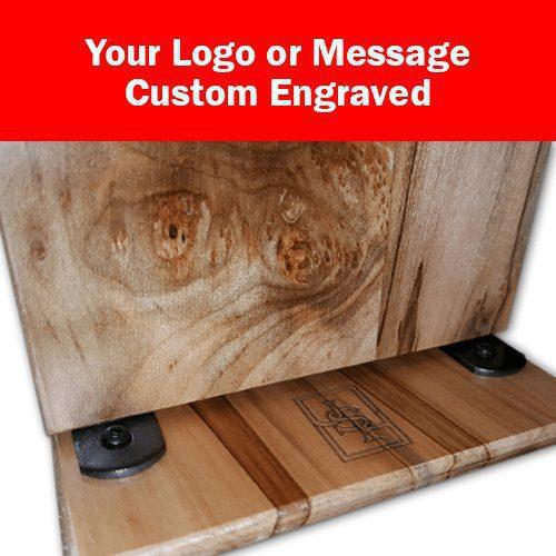 Have your logo or message custom engraved in hardwood