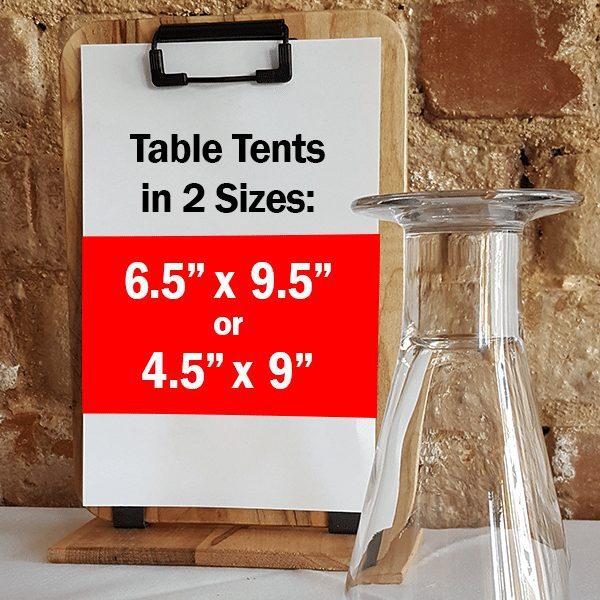 Restaurant Table Tent Menu Holders in 2 Sizes