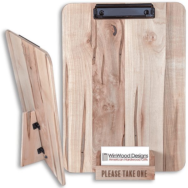 Engravable Standing Clipboard with Card Holder | WinwoodDesigns.com