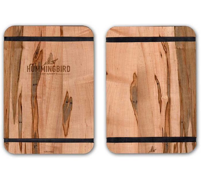 Hummingbird Restaunrant-Custom Logo Wood Banded Menus