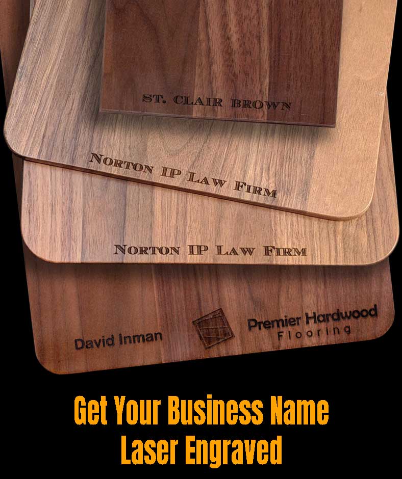 You Name Company or Personal Message on Any Hardwood Clipboard, Cutting Board or Phone Charger from Winwood Designs