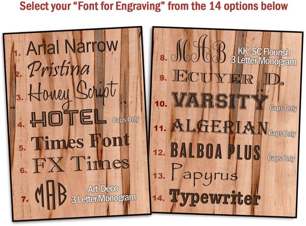 Available Engraving Fonts