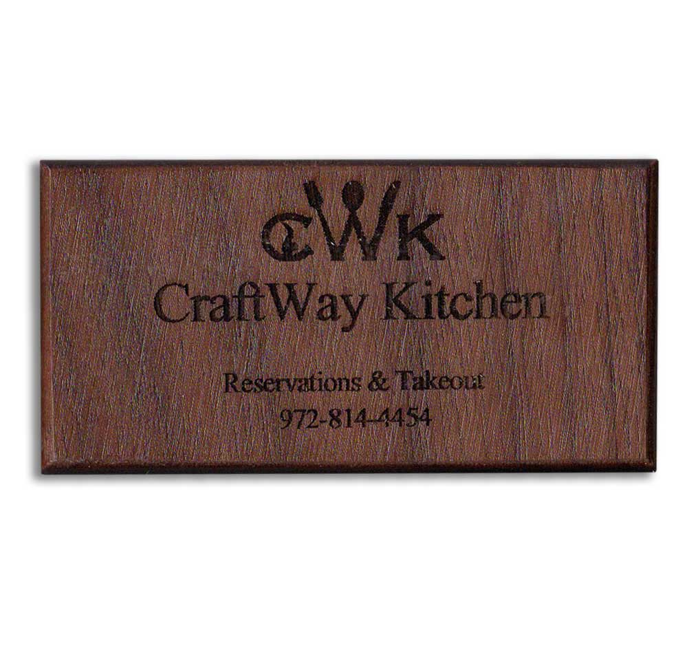 Walnut Custom Engraved Wood Business Card Refrigerator Magnets - WinWoodDesigns.com