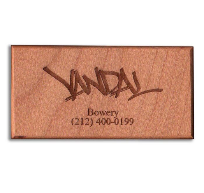 Cherry Laser Engraved Magnetic Wooden Business Card - WinWoodDesigns.com