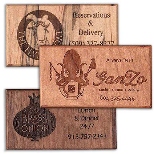 Custom Wood Business Card with Magnets - 20 Pack - Mixed Colors