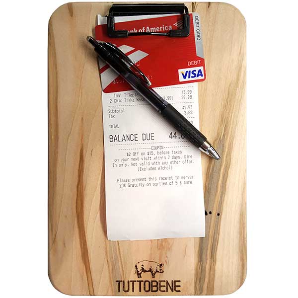 Wooden Custom Engraved Check Presenter Bill Holder for Restaurants